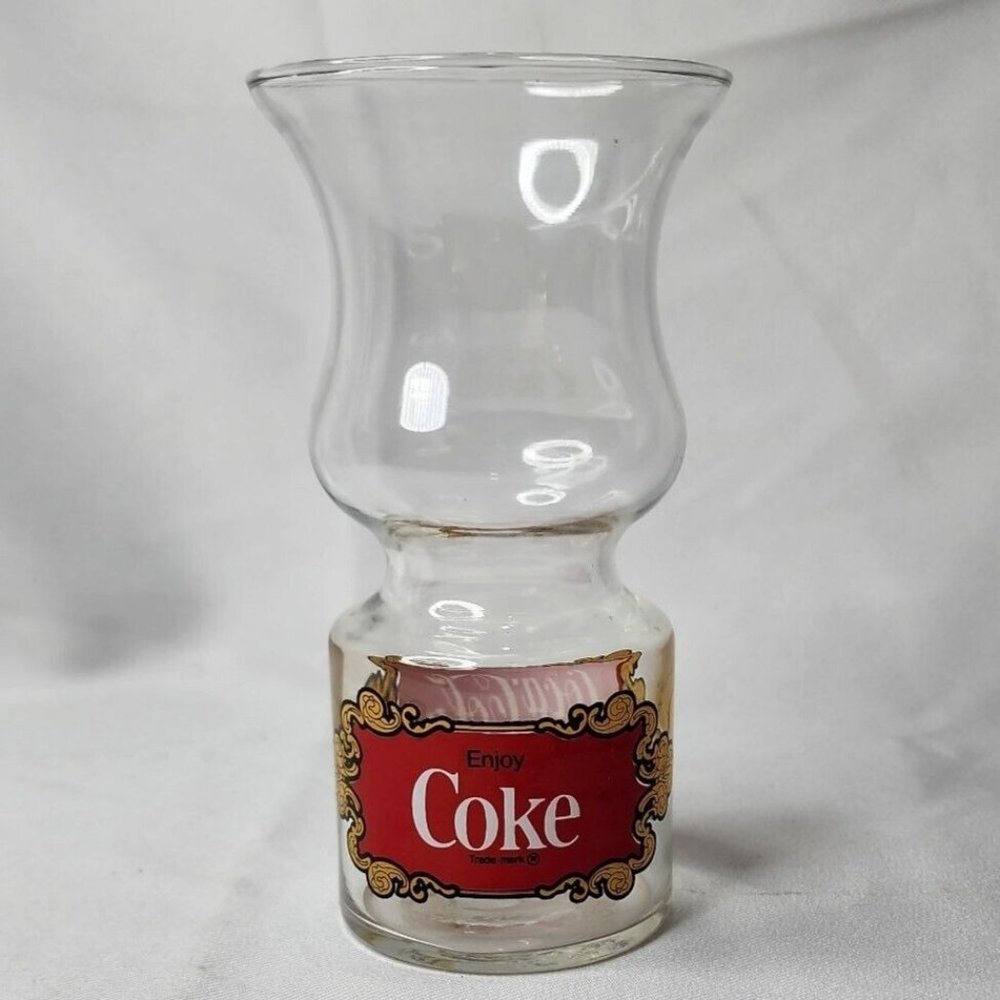 Vintage Libbey Vintage Coca-Cola Glass Hurricane Shaped Floating Candle Holder